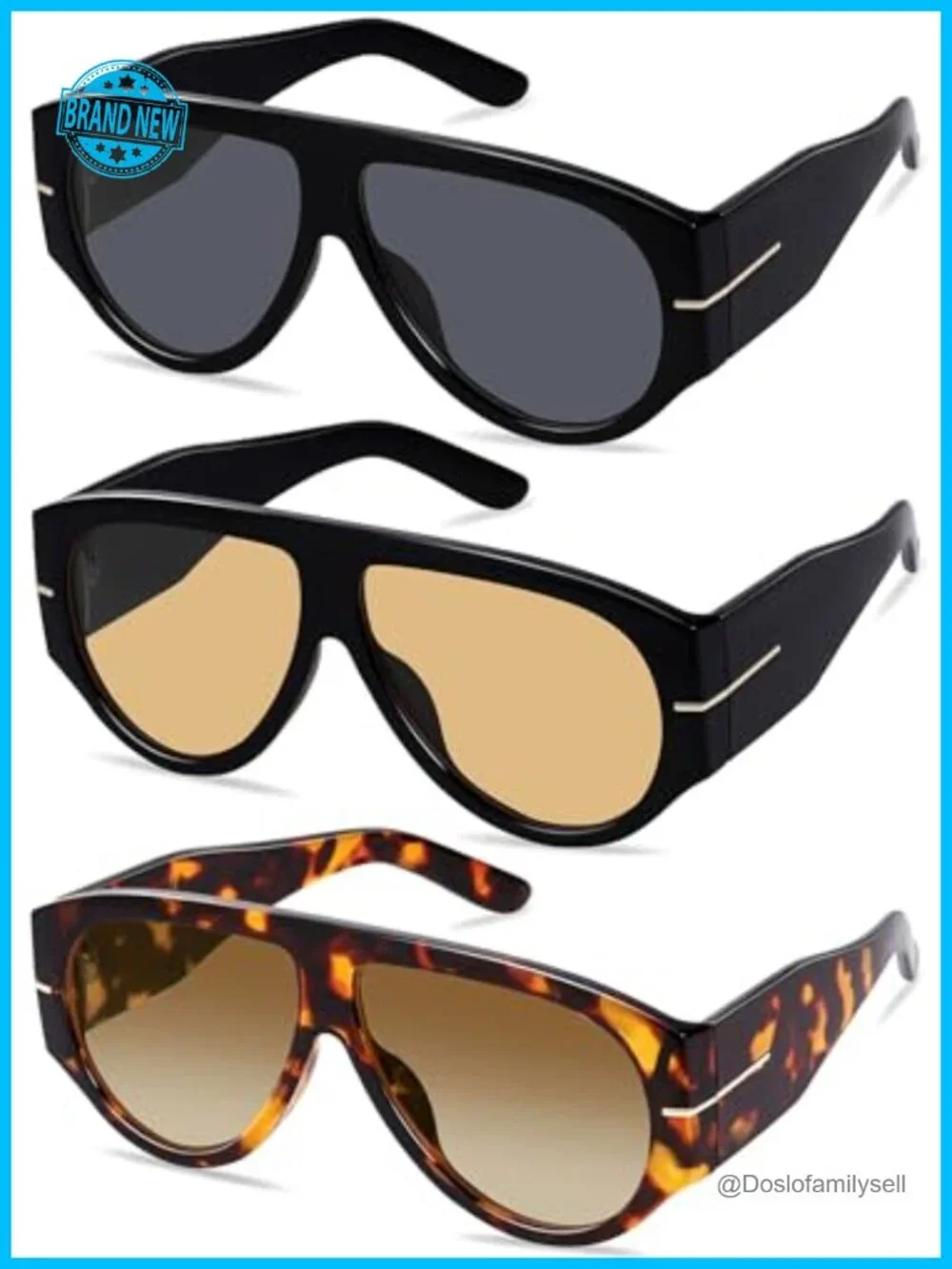 Oversized Retro Aviator Sunglasses with UV400 Protection